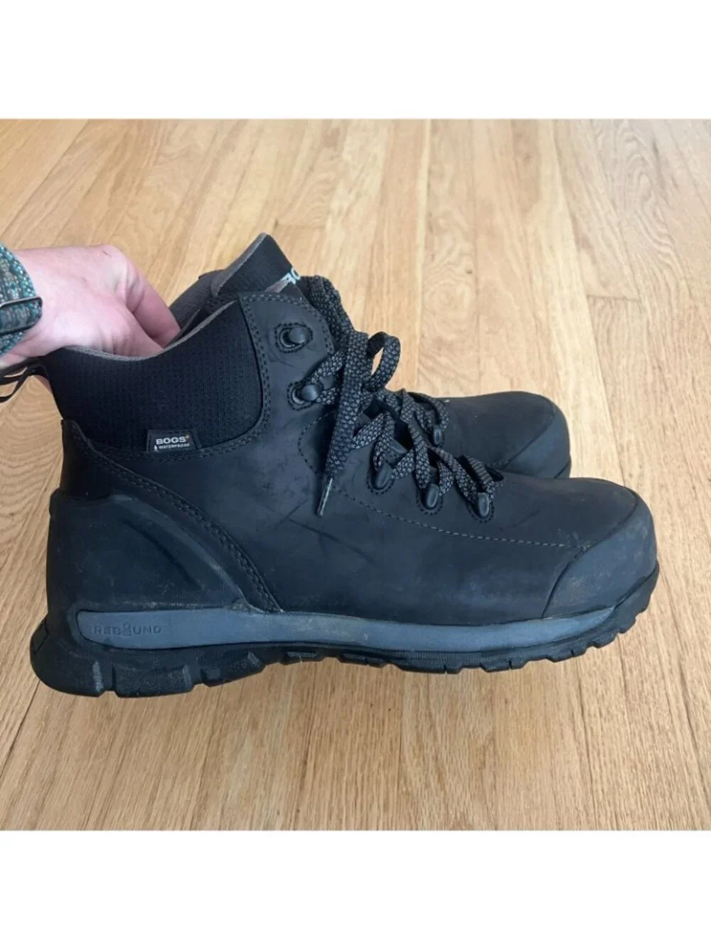 Bogs Foundation Safety Toe Waterproof Black Leather Work Boots Men's Size 12